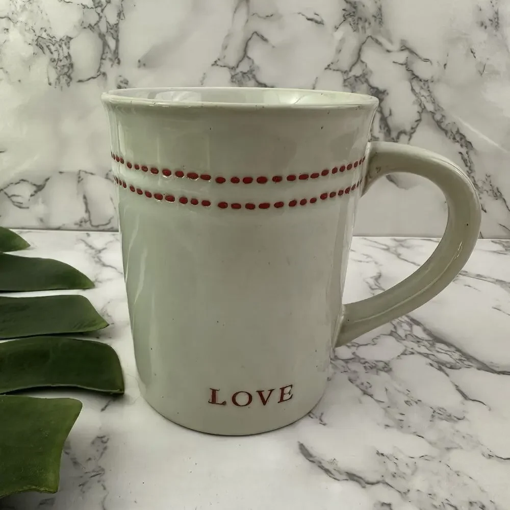 Hearth Hand Magnolia Target Love Coffee Mug White Red Cross Stitch Heart Cup